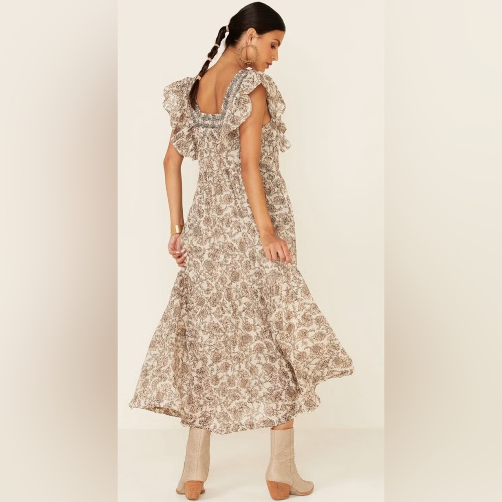 Free People Bonita Smocked Floral Cream Dress - Picture 6 of 9